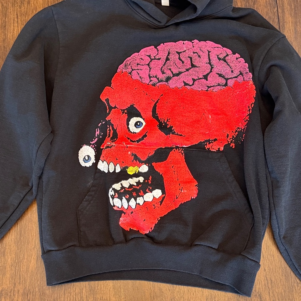 Ransom Puff Print Skull Black Hoodie with Red Skull Graphic made in the USA - Picture 2 of 12